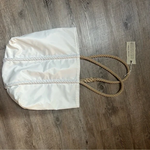 Sea Bags Maine Recycled Sails Tote yellow & blue rope handle large bag Handmade! - Picture 5 of 9